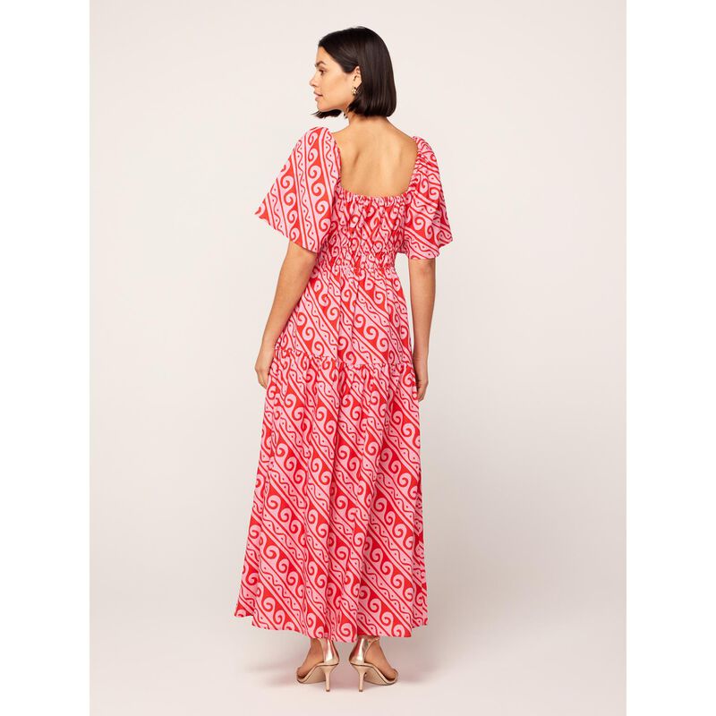KITRI Louisa Pink Wave Print Maxi Dress image number 1